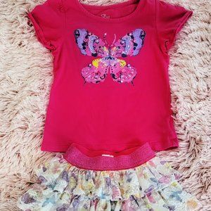 The Children's Place (Est 1989 Place) 2 Piece Butterfly Shirt And Skirt Size 5/6